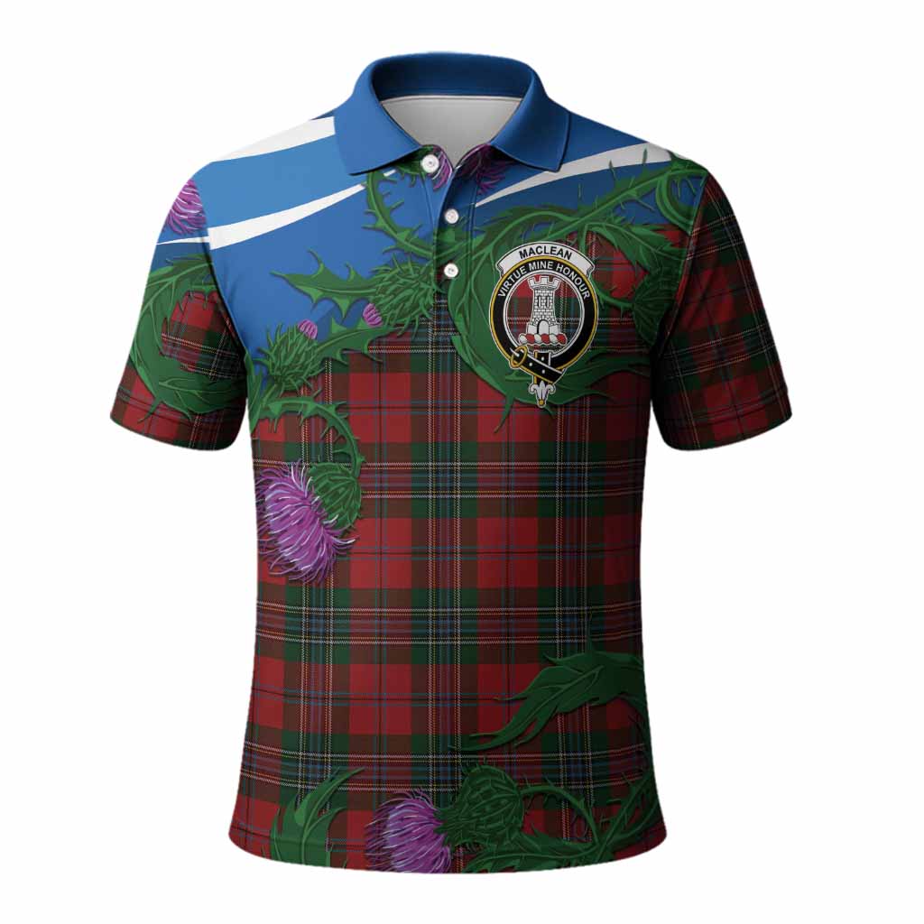 MacLean (McLean) Tartan Family Crest Polo Shirt Thistle in Minimalism
