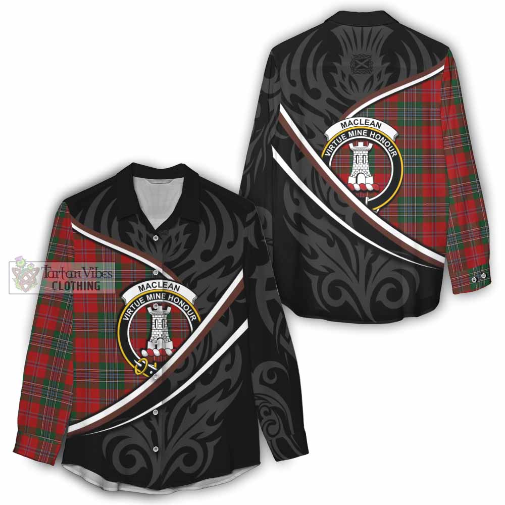 MacLean (McLean) Tartan Family Crest Women Casual Shirt Celtic Scottish Thistle Floral - Tartan Vibes Clothing