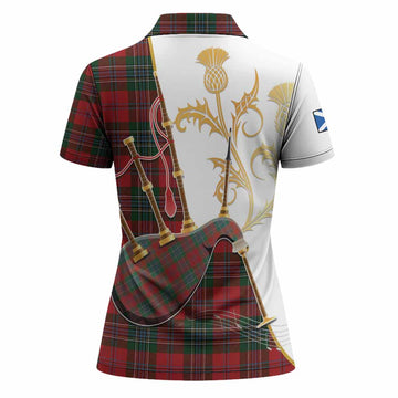 MacLean (McLean) Tartan Family Crest Women Polo Shirt Bagpipes with Scottish Thistle