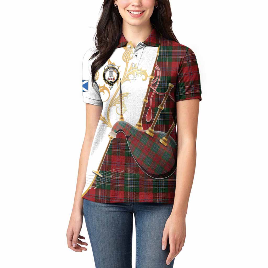 MacLean (McLean) Tartan Family Crest Women Polo Shirt Bagpipes with Scottish Thistle
