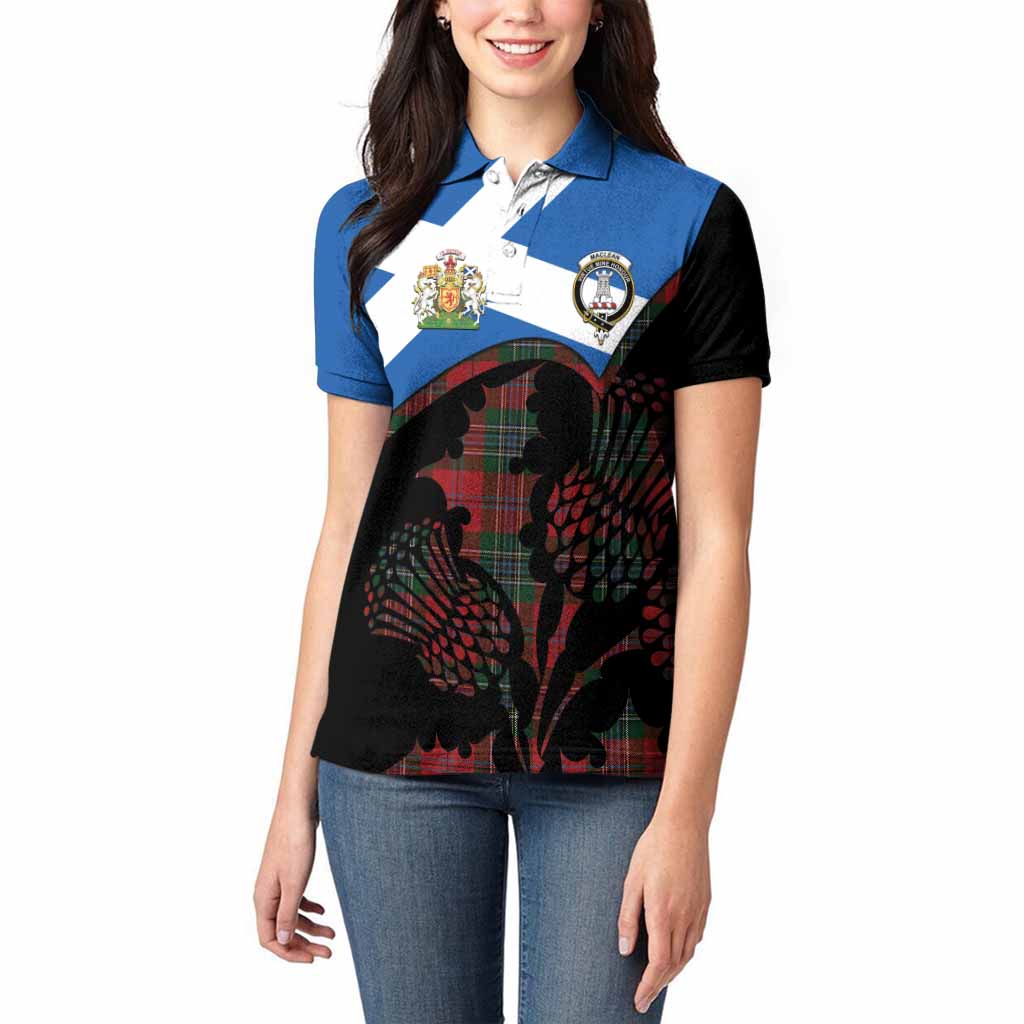 MacLean (McLean) Tartan Family Crest Women Polo Shirt Scotland Thistle Floral Flag Style