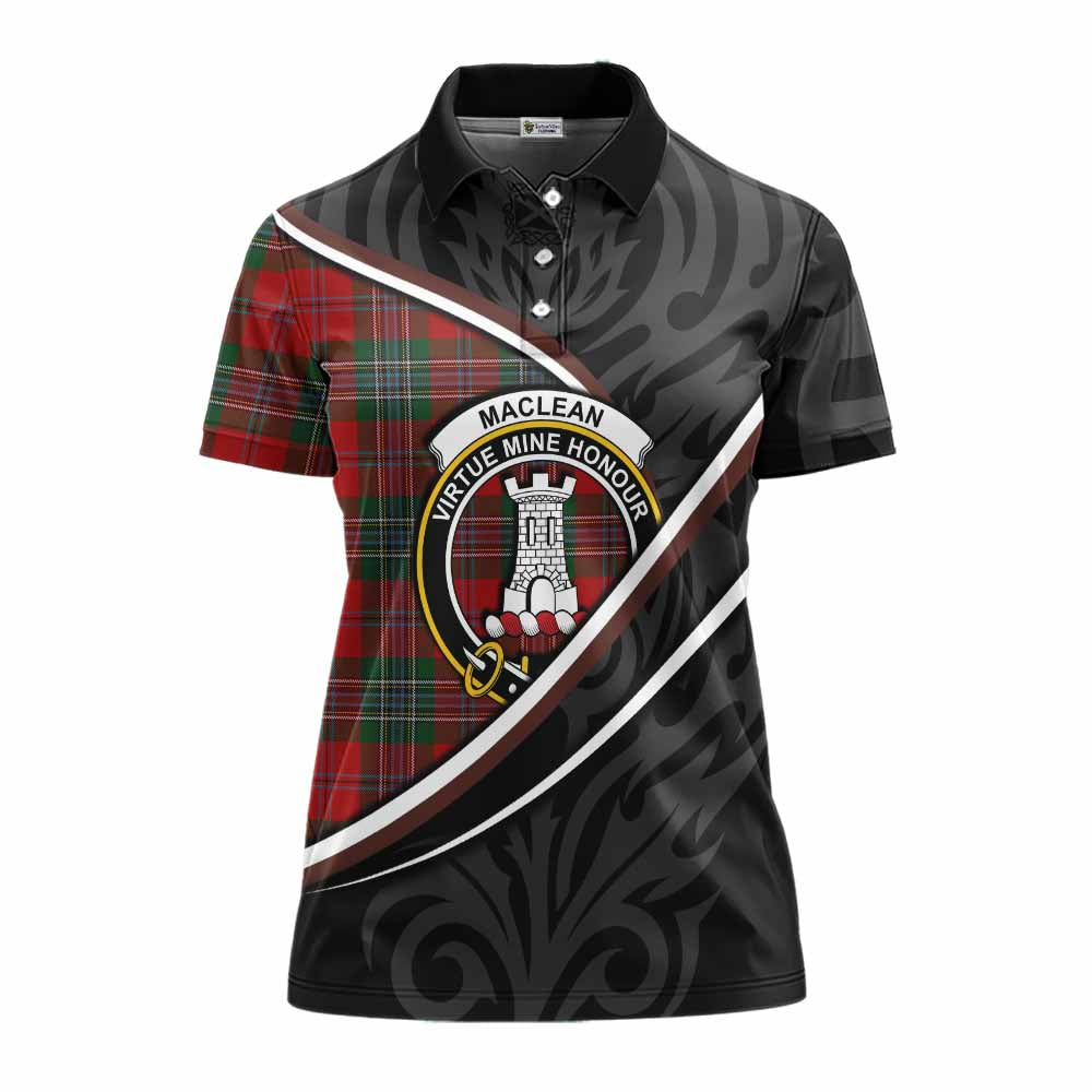 MacLean (McLean) Tartan Family Crest Women's Polo Shirt Celtic Scottish Thistle Floral - Tartan Vibes Clothing