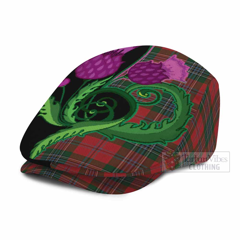 MacLean (McLean) Tartan Flat Cap, Jeff Cap Traditional Scottish Thistle