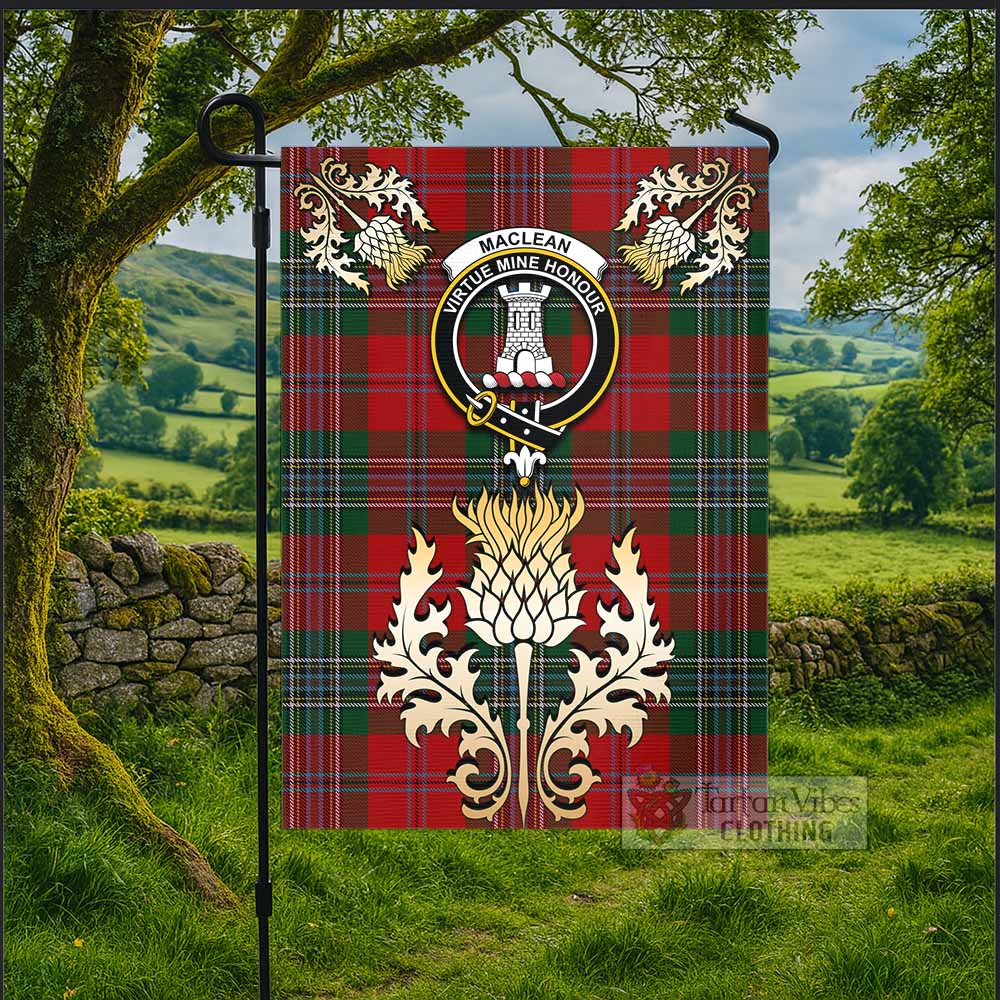 MacLean (McLean) Tartan Garden Flag with Golden Regal Scottish Thistle Emblem - Tartan Vibes Clothing