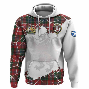 MacLean (McLean) Tartan Hoodie with Family Crest and Lion Rampant Grunge Style