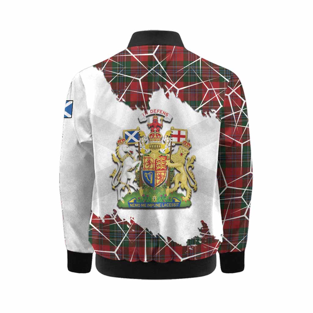 MacLean (McLean) Tartan Kid Bomber Jacket with Family Crest and Lion Rampant Grunge Style