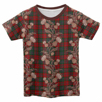 MacLean (McLean) Tartan Kid T-shirt Seamless Scottish Thistle Flowers