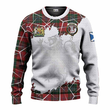 MacLean (McLean) Tartan Knitted Sweater with Family Crest and Lion Rampant Grunge Style
