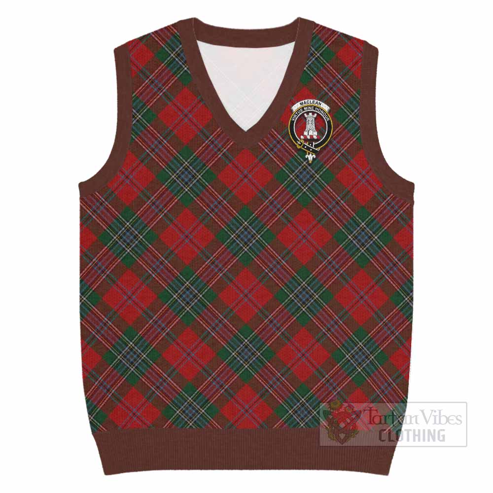 MacLean (McLean) Tartan Knitted V-Neck Vest with Family Crest Cross Style