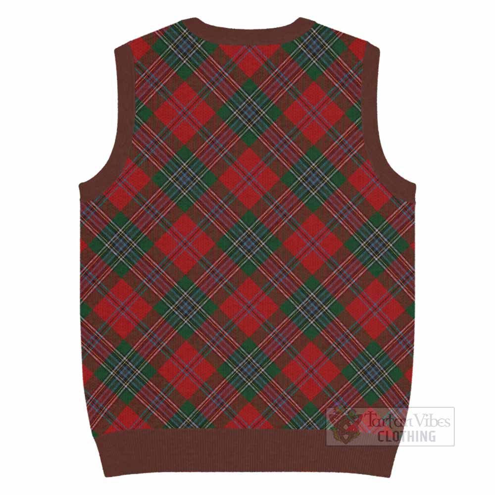 MacLean (McLean) Tartan Knitted V-Neck Vest with Family Crest Cross Style