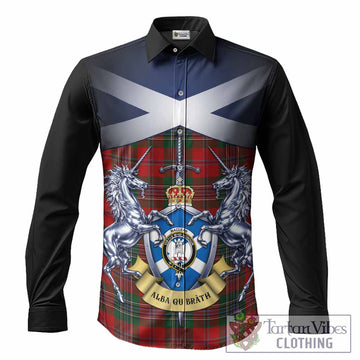MacLean (McLean) Tartan Long Sleeve Button Shirts Alba Gu Brath Unicorn Crest
