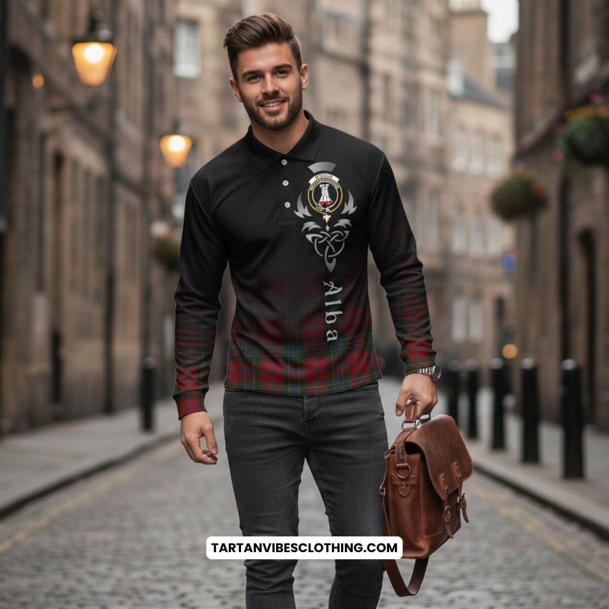 MacLean (McLean) Tartan Long Sleeve Polo Shirt Featuring Alba Gu Brath Family Crest Celtic Inspired