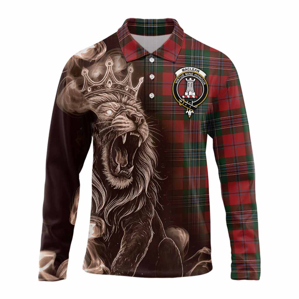 MacLean (McLean) Tartan Long Sleeve Polo Shirt Roaring Lion Heritage