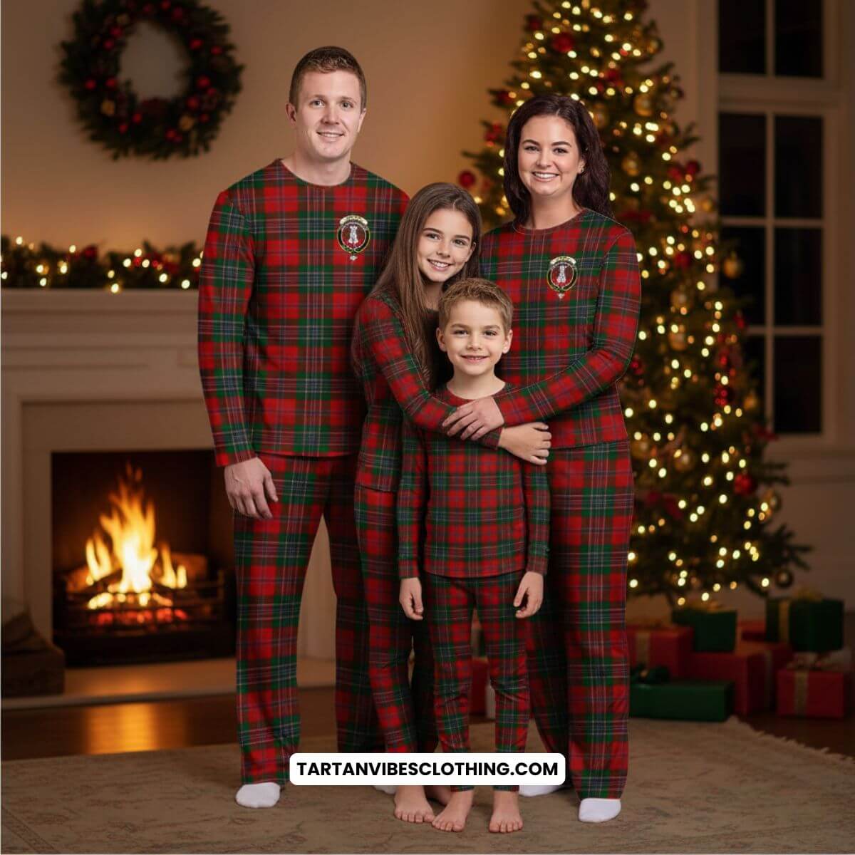 MacLean (McLean) Tartan Pajamas Family Set with Family Crest