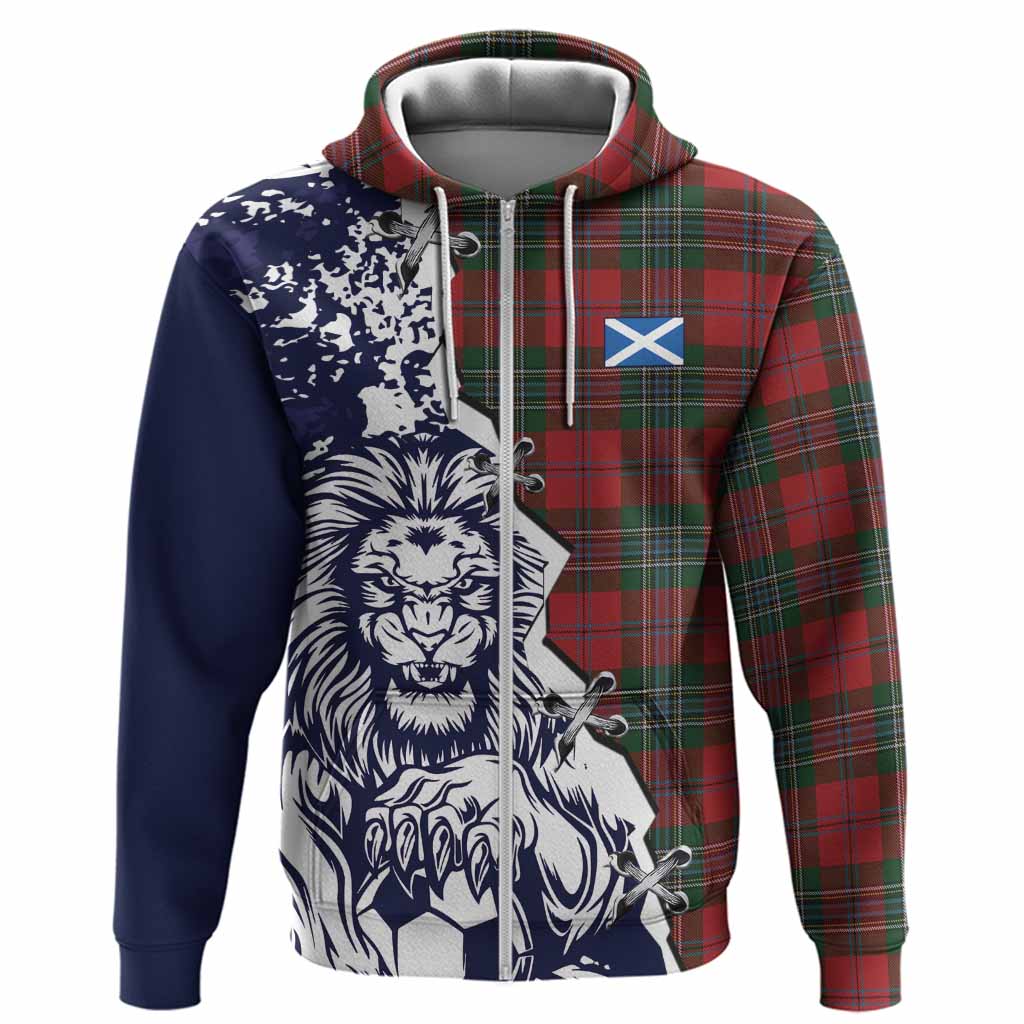 MacLean (McLean) Tartan Scottish Hoodie Angry Lion With Soccer Ball Style