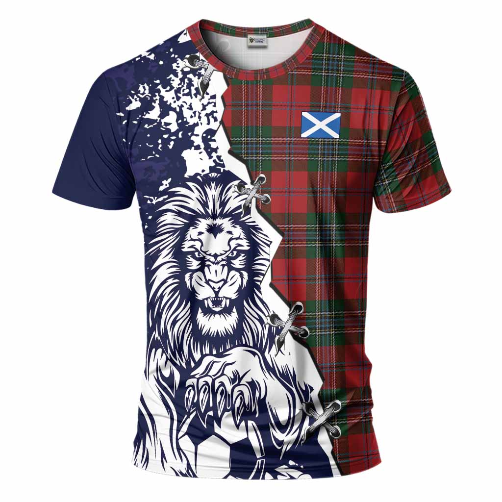 MacLean (McLean) Tartan Scottish T-Shirt Angry Lion With Soccer Ball Style