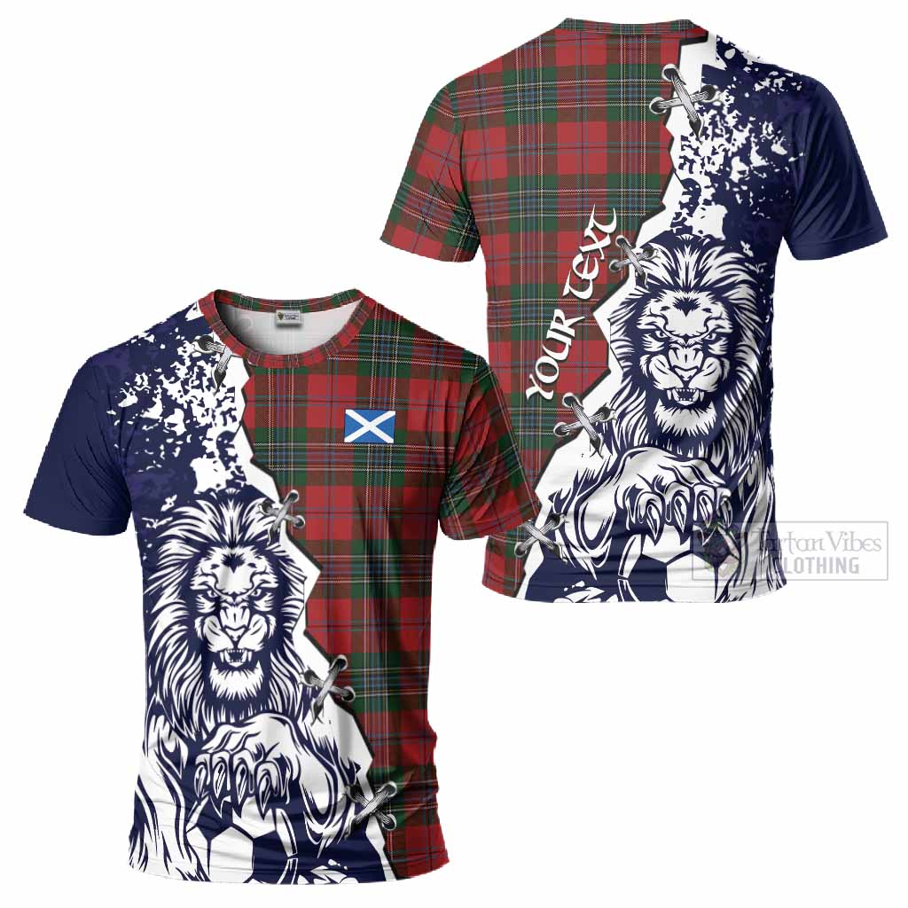 MacLean (McLean) Tartan Scottish T-Shirt Angry Lion With Soccer Ball Style