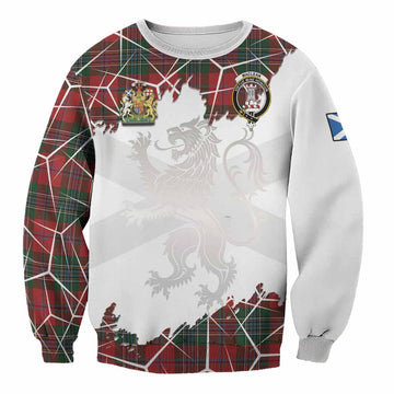 MacLean (McLean) Tartan Sweatshirt with Family Crest and Lion Rampant Grunge Style