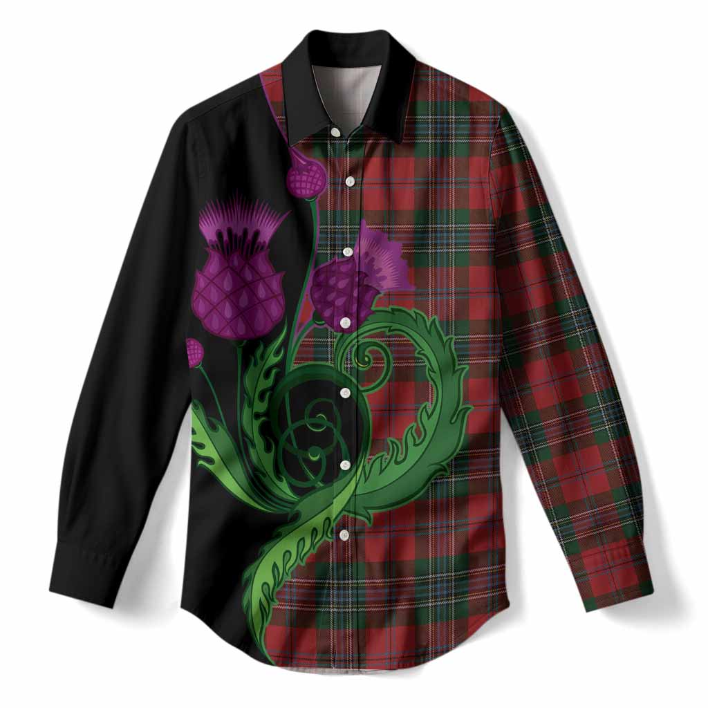MacLean (McLean) Tartan Women Casual Shirt Traditional Scottish Thistle