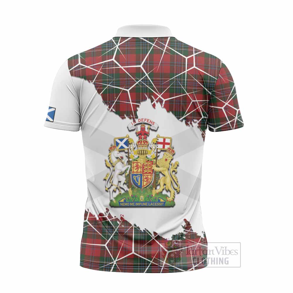 MacLean (McLean) Tartan Zipper Polo Shirt with Family Crest and Lion Rampant Grunge Style
