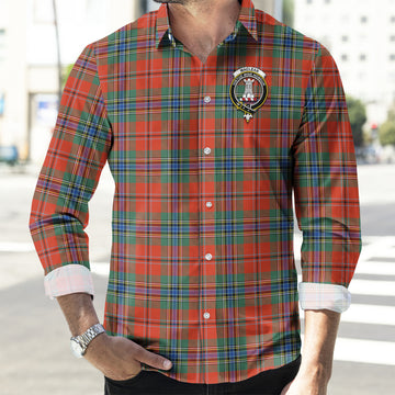 MacLean of Duart Ancient Tartan Long Sleeve Button Up Shirt with Family Crest