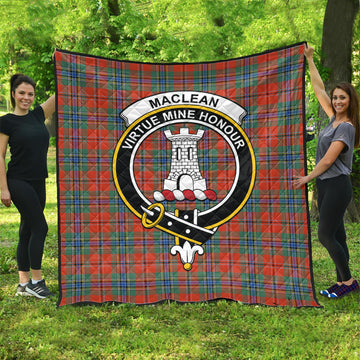 MacLean of Duart Ancient Tartan Quilt with Family Crest