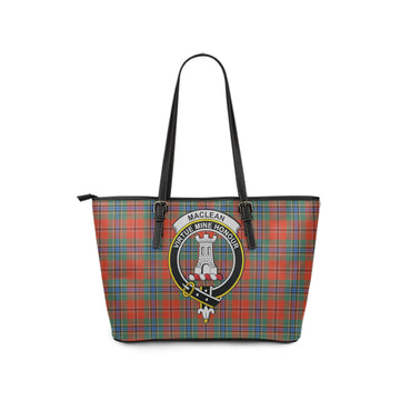 MacLean of Duart Ancient Tartan Leather Tote Bag with Family Crest