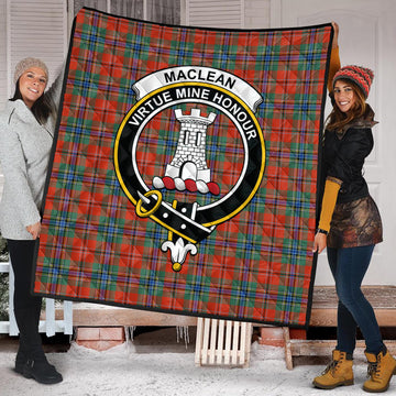 MacLean of Duart Ancient Tartan Quilt with Family Crest