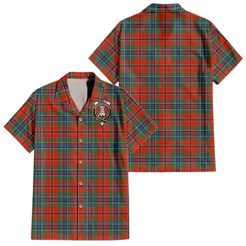 MacLean of Duart Ancient Tartan Short Sleeve Button Down Shirt with Family Crest