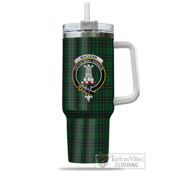 MacLean of Duart Hunting Tartan and Family Crest Tumbler with Handle