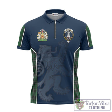 MacLean of Duart Hunting Tartan Zipper Polo Shirt with Family Crest and Lion Rampant Vibes Sport Style
