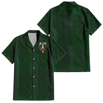 MacLean of Duart Hunting Tartan Short Sleeve Button Down Shirt with Family Crest