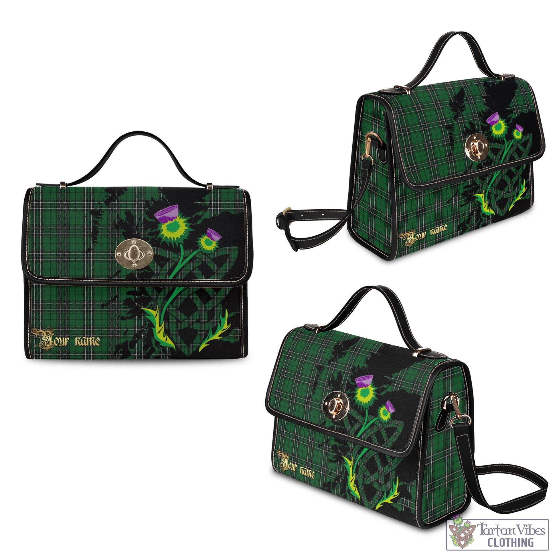 Tartan Vibes Clothing MacLean of Duart Hunting Tartan Waterproof Canvas Bag with Scotland Map and Thistle Celtic Accents