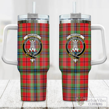 MacLean of Duart Modern Tartan and Family Crest Tumbler with Handle
