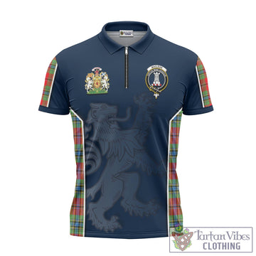MacLean of Duart Modern Tartan Zipper Polo Shirt with Family Crest and Lion Rampant Vibes Sport Style
