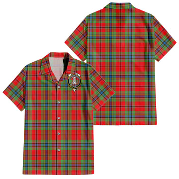 MacLean of Duart Modern Tartan Short Sleeve Button Down Shirt with Family Crest