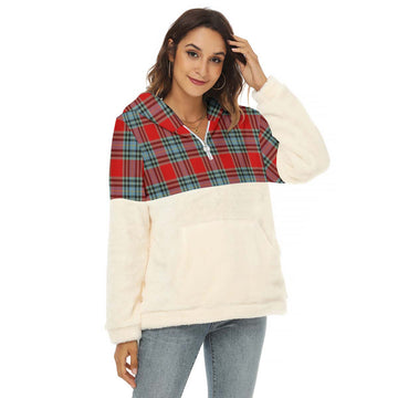 MacLeay (McLeay) Tartan Half Style Women's Borg Fleece Hoodie with Half Zip