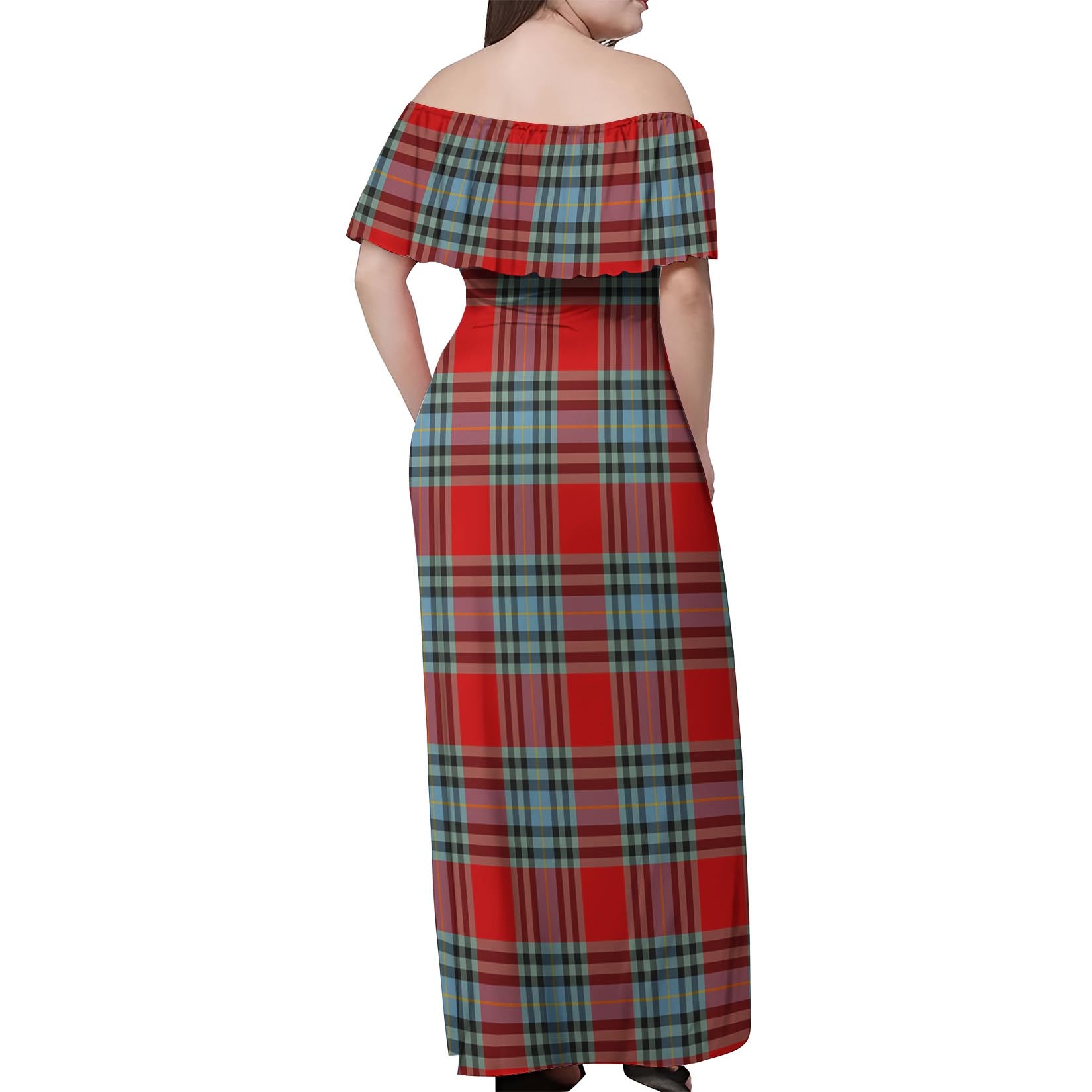 MacLeay Tartan Off Shoulder Long Dress - Tartanvibesclothing