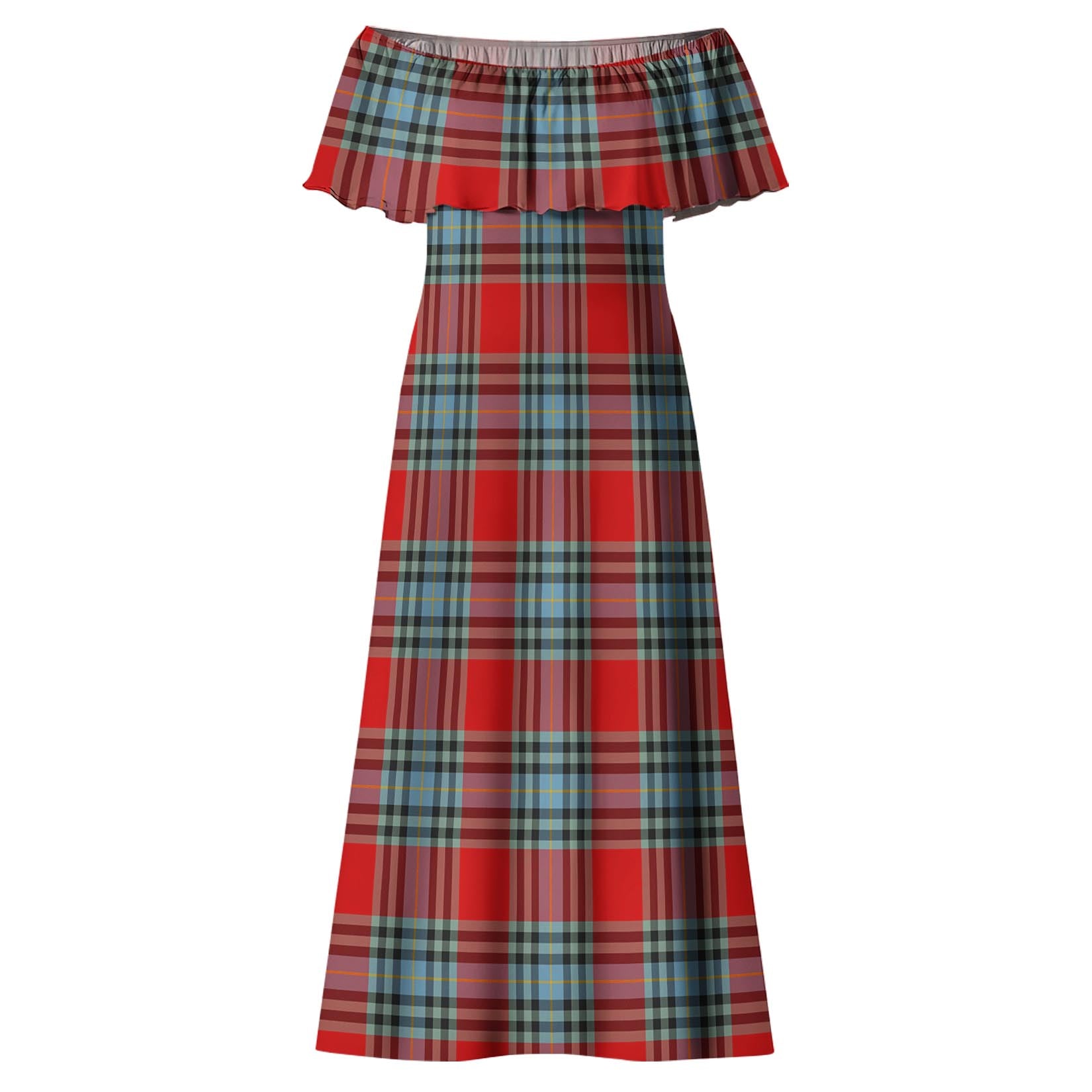 MacLeay Tartan Off Shoulder Long Dress - Tartanvibesclothing