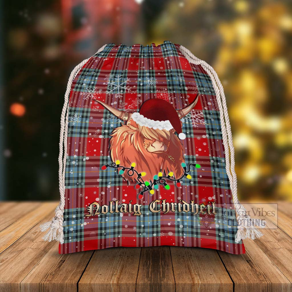 MacLeay (McLeay) Tartan Christmas Santa's Bag with Twinkle Highland Cattle - Tartan Vibes Clothing