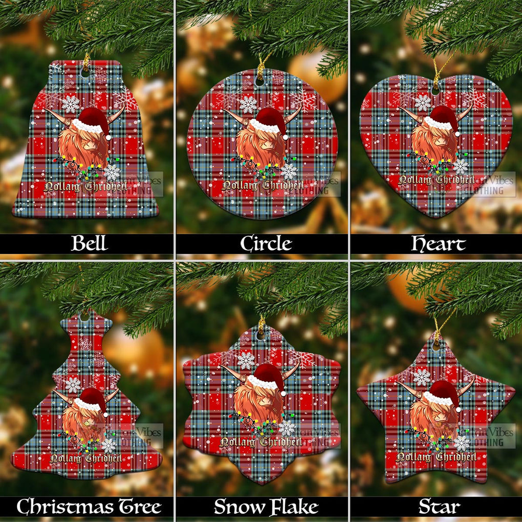 Tartan Vibes Clothing MacLeay (McLeay) Clan Tartan Ornament with Christmas Twinkle Highland Cattle