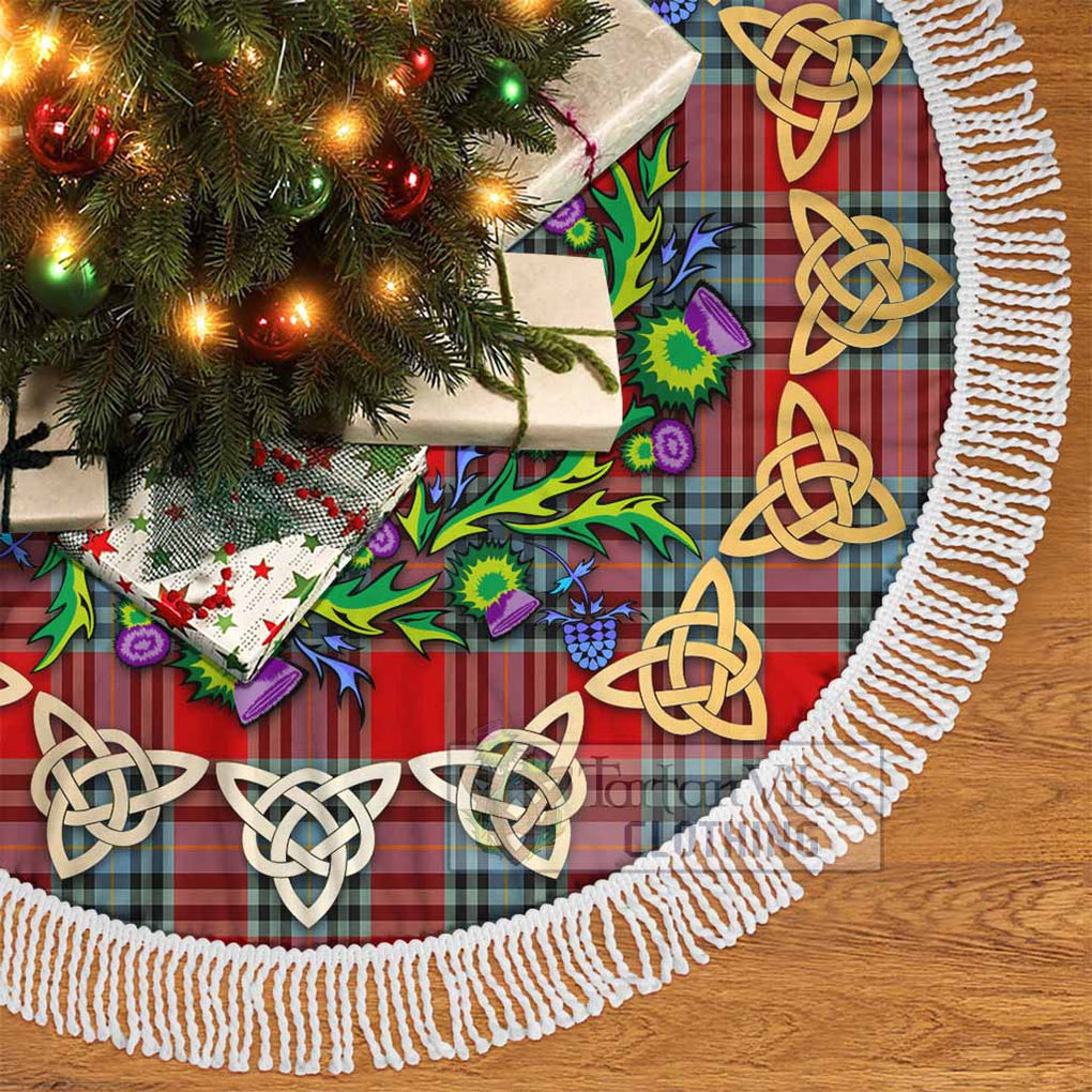 Tartan Vibes Clothing MacLeay (McLeay) Tartan Christmas Tree Skirt with Thistle Celtic Knot Style