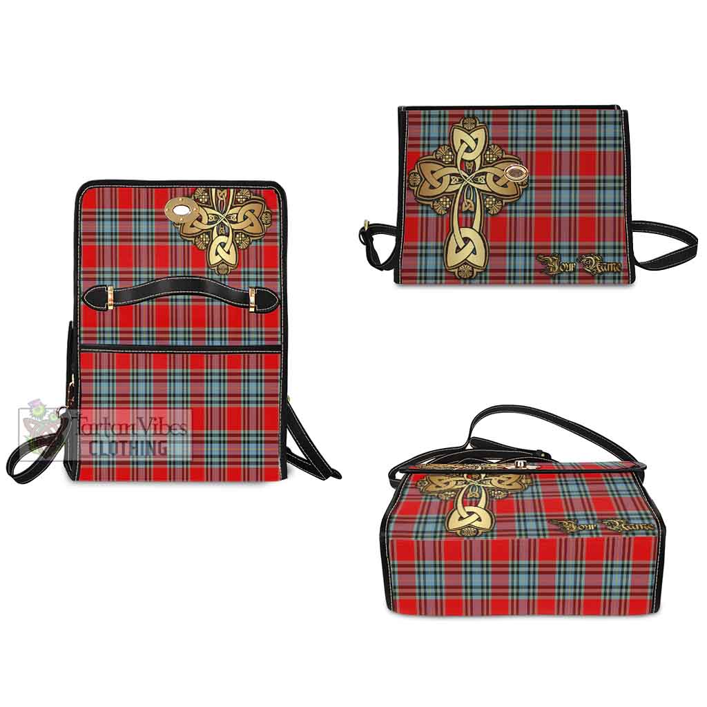 Tartan Vibes Clothing MacLeay (McLeay) Tartan Waterproof Canvas Bag Golden Thistle Celtic Cross Style