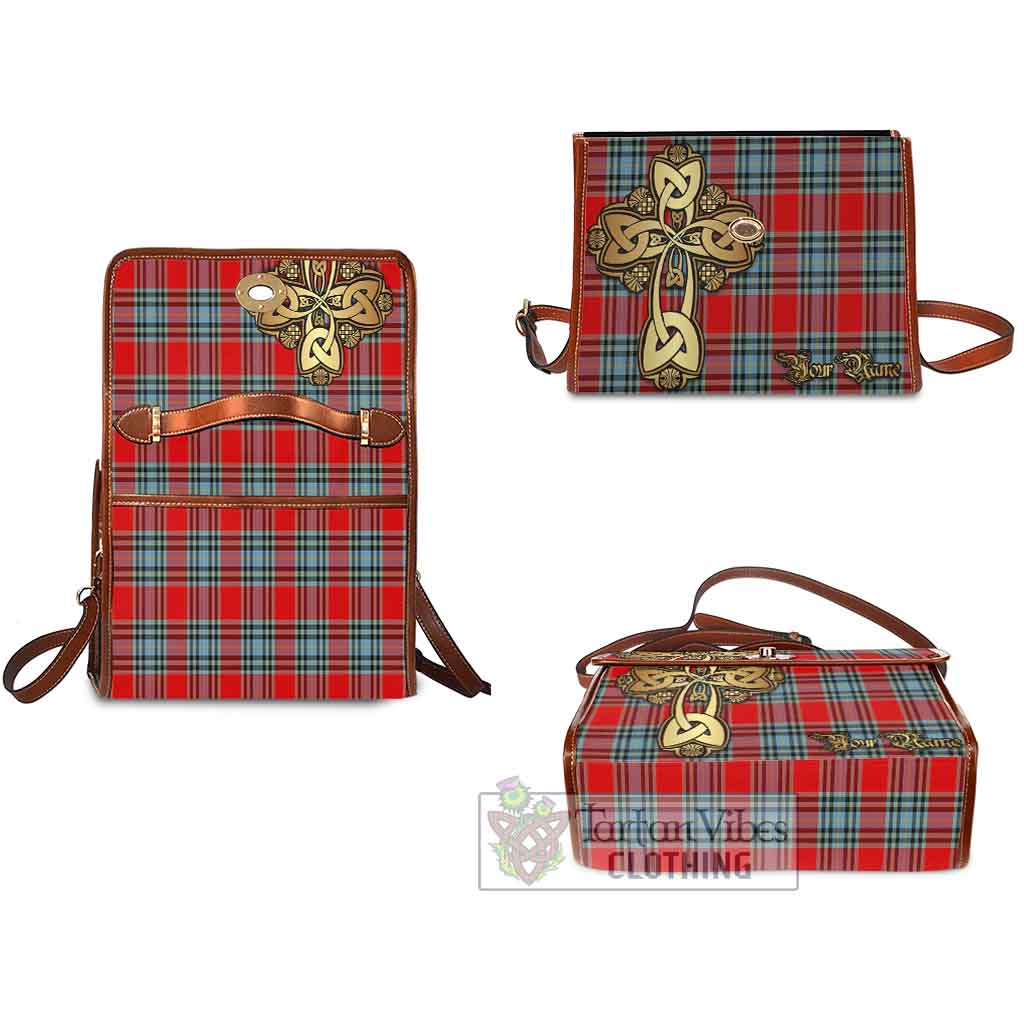 Tartan Vibes Clothing MacLeay (McLeay) Tartan Waterproof Canvas Bag Golden Thistle Celtic Cross Style