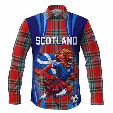 MacLeay (McLeay) Scotland Football Tartan Long Sleeve Button Shirts Lion Mascot Go Scottish Men's Shirt S - Tartan Vibes Clothing
