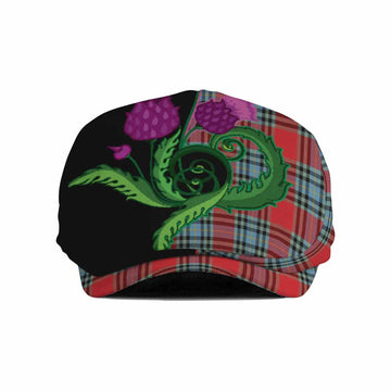 MacLeay (McLeay) Tartan Flat Cap, Jeff Cap Traditional Scottish Thistle