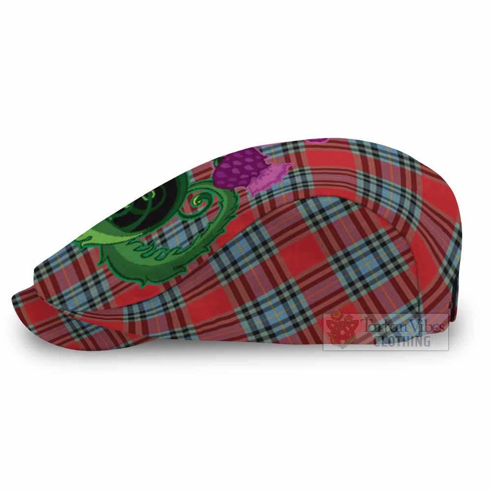 MacLeay (McLeay) Tartan Flat Cap, Jeff Cap Traditional Scottish Thistle