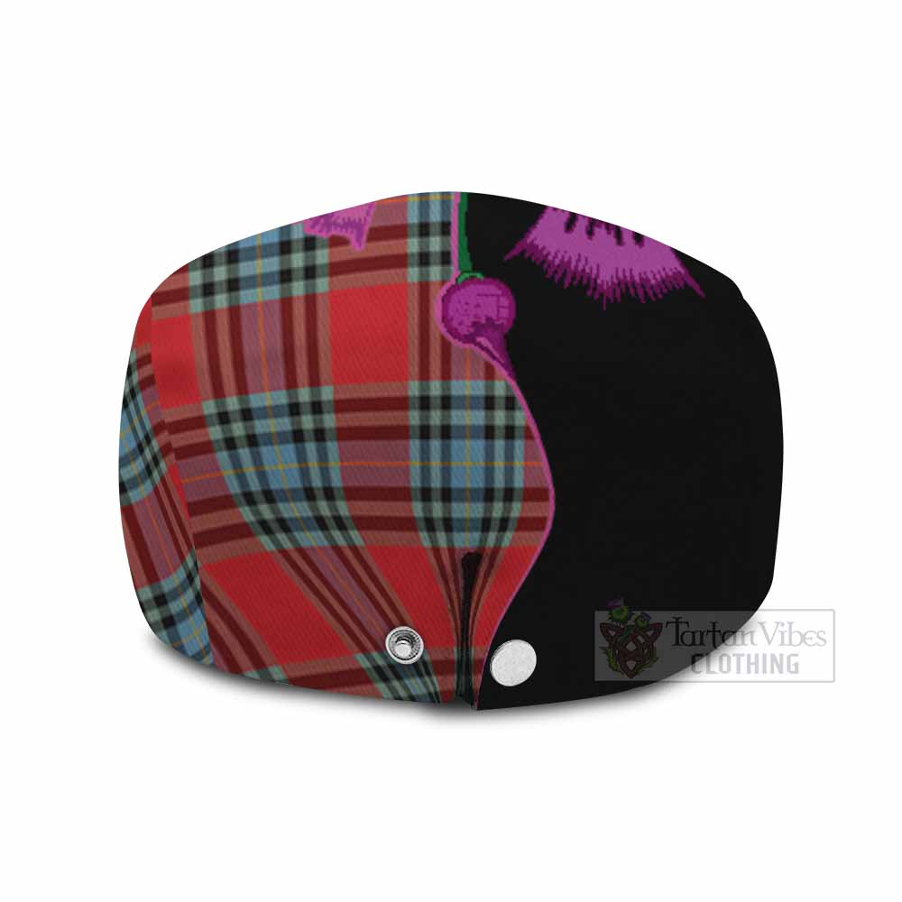 MacLeay (McLeay) Tartan Flat Cap, Jeff Cap Traditional Scottish Thistle