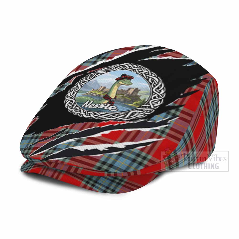 MacLeay (McLeay) Tartan Loch Ness Monster Flat Cap, Jeff Cap Celtic Knot Nessie Art