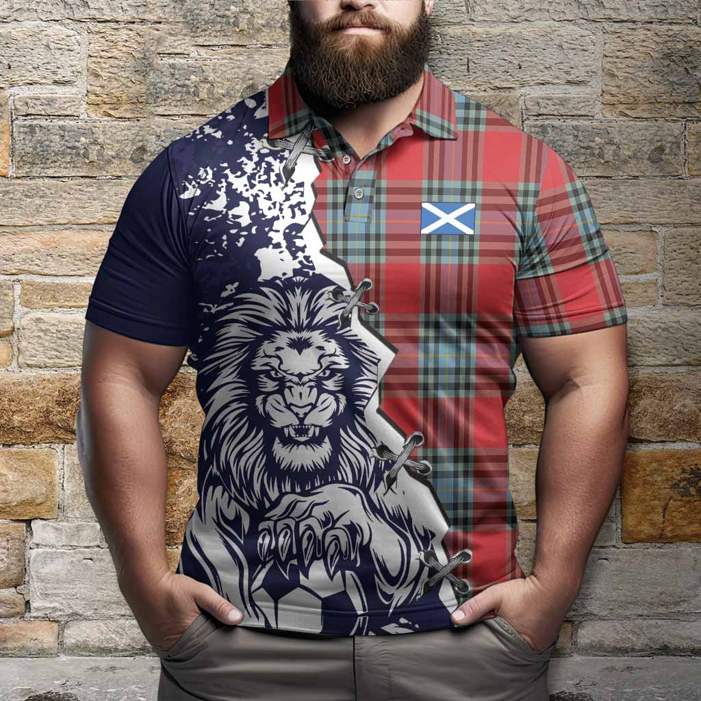 MacLeay (McLeay) Tartan Scottish Polo Shirt Angry Lion With Soccer Ball Style